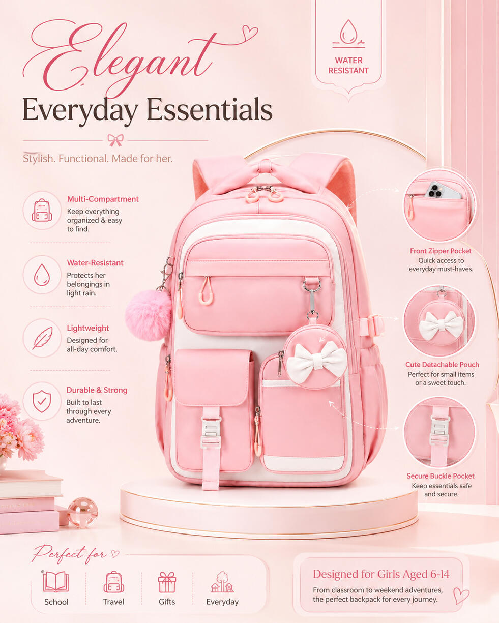 🎀 Pink Aesthetic Everyday Backpack ✨