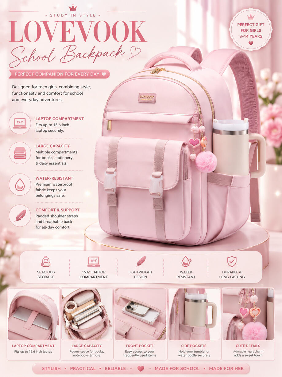 💘 LOVEVOOK Classic Pink Daypack 🎒
